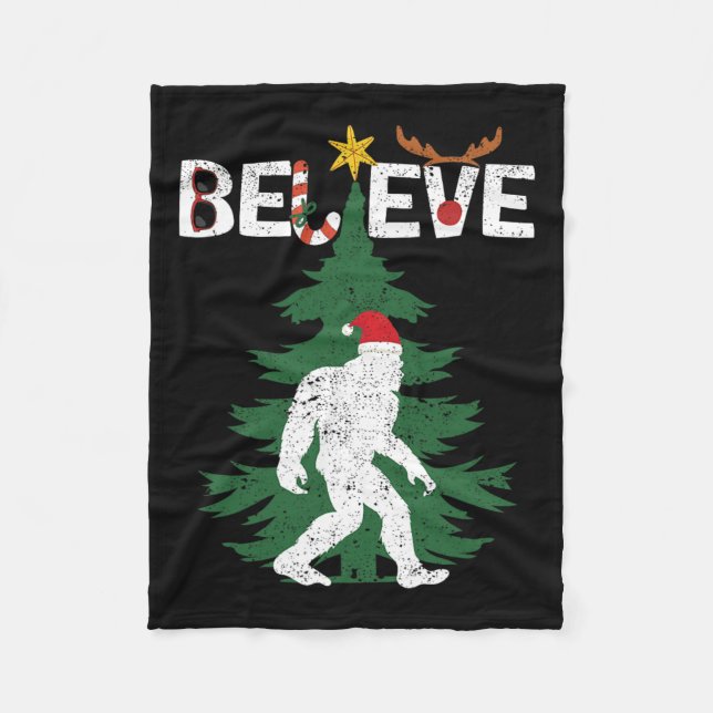 Glaube Bigfoot Sasquatch Yeti Weihnachtsmannmütze  Fleecedecke (Vorderseite)