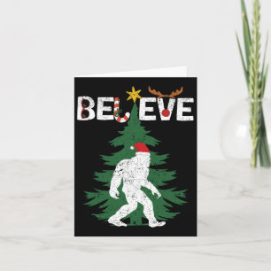Glaube Bigfoot Sasquatch Yeti Weihnachtsmannmütze Karte
