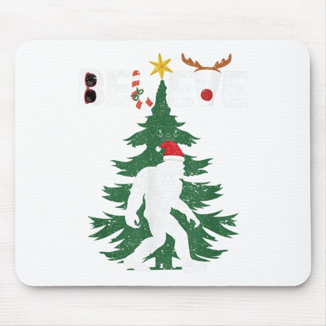 Glaube Bigfoot Sasquatch Yeti Weihnachtsmannmütze  Mousepad (Vorne)