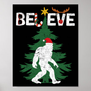 Glaube Bigfoot Sasquatch Yeti Weihnachtsmannmütze  Poster