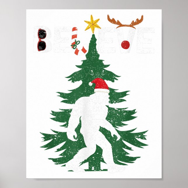 Glaube Bigfoot Sasquatch Yeti Weihnachtsmannmütze  Poster (Vorne)
