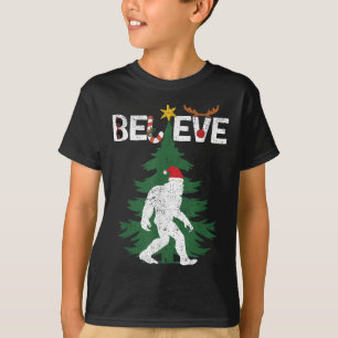 Glaube Bigfoot Sasquatch Yeti Weihnachtsmannmütze T-Shirt