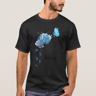 Glaube Blume Butterfly Blue Ribbon Diabetes Krieg T-Shirt
