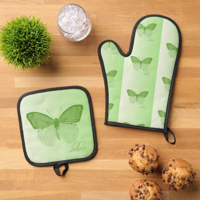 Glaube Butterfly Limon Ofenhandschuh & Topflappen-Set (Oben Unten)