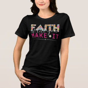 Glaube daran, bis du es schaffst Muster-Typografie Tri-Blend Shirt