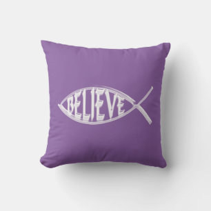 Glaube den Fischlavender Kissen