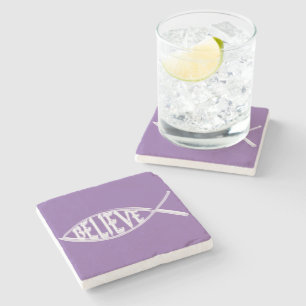Glaube den Fischlavender Steinuntersetzer