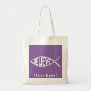 Glaube den Fischlavender Tragetasche