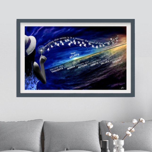 Glaube - Die Samen, die Sie säen und Ihre Ziele Poster (Belief Poster with two famous inspiring quotes.)