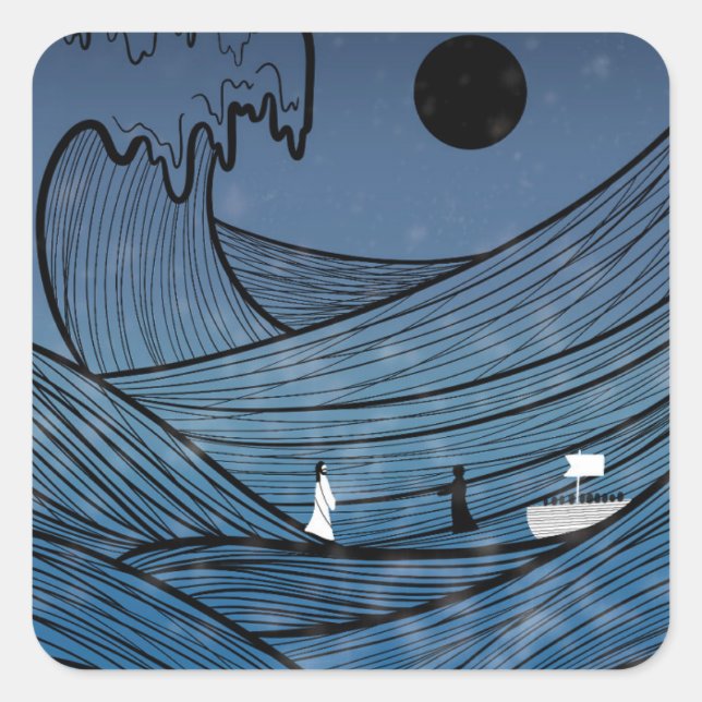 Glaube durch den Sturmschild Quadratischer Aufkleber (Vorderseite)