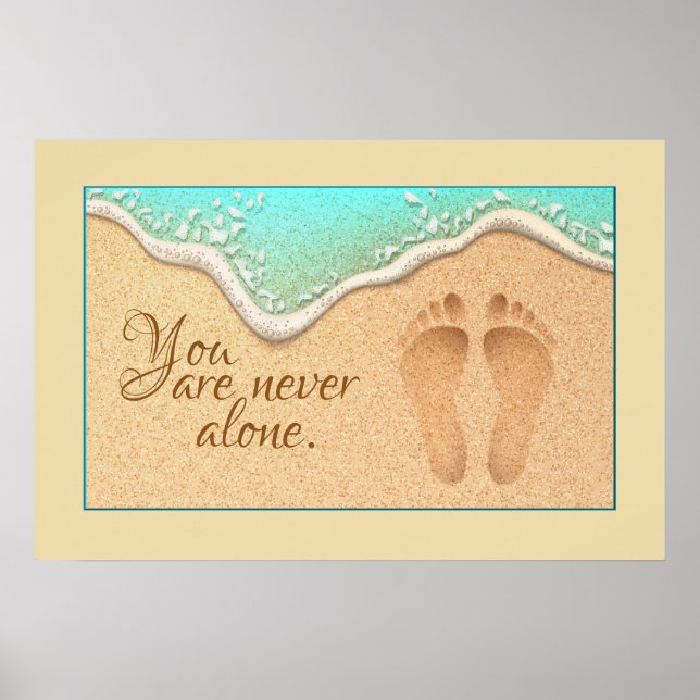 Glaube ein Set der Fußspuren in den Sand Poster (Vorne)
