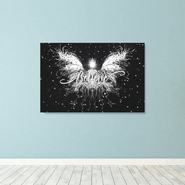 Glaube Fairy Starlight Fantasy Black Leinwanddruck (Insitu (Holzboden))