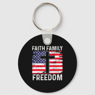 Glaube Familie Dom - Christliche Vintage-USA-Flagg Schlüsselanhänger
