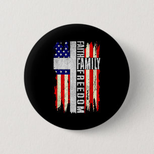 Glaube Familie Dom - Patriotisch Christlich Vintag Button