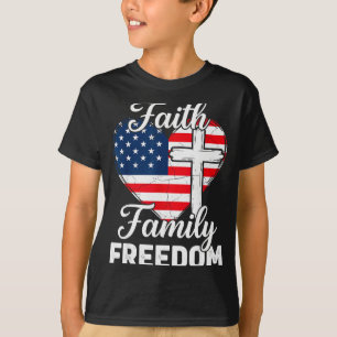 Glaube Familie Dom Patriotisches Christliches Kreu T-Shirt