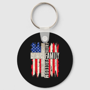 Glaube Familie Dom - Patriotisches Christliches Vi Schlüsselanhänger