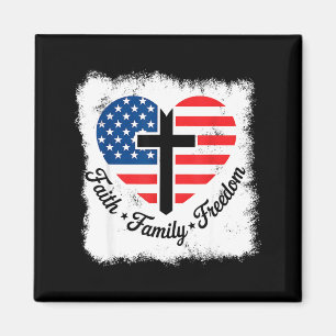Glaube Familie Dom USA-Flagge Kreuz Herz Patriotis Magnet