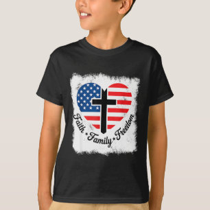 Glaube Familie Dom USA-Flagge Kreuz Herz Patriotis T-Shirt