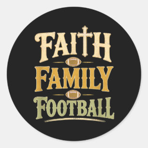 Glaube Familie Football Christlicher Spieltag Herb Runder Aufkleber