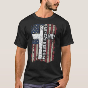 Glaube Familie Freiheit Christliche Vintage-USA-F T-Shirt