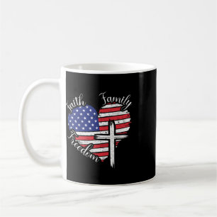 Glaube Familie Freiheit Herz Christlich Amerikanis Kaffeetasse