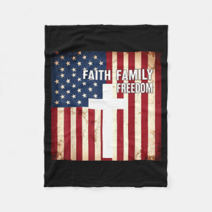 Glaube Familie Freiheit patriotisch christlich USA Fleecedecke