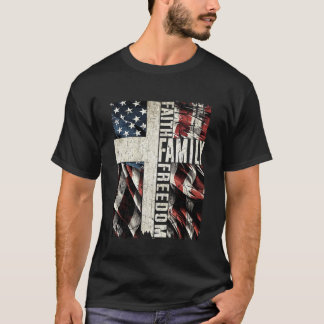 Glaube Familie Freiheit - Patriotisches christlich T-Shirt