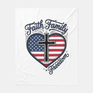 Glaube Familie Freiheit Patriotisches Kreuz Herz S Fleecedecke