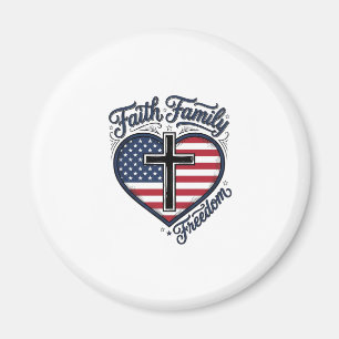 Glaube Familie Freiheit Patriotisches Kreuz Herz S Magnet