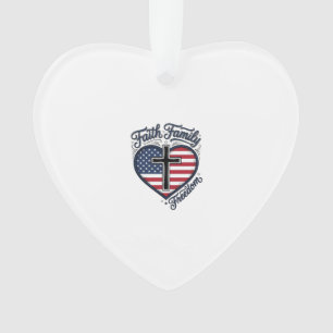 Glaube Familie Freiheit Patriotisches Kreuz Herz S Ornament
