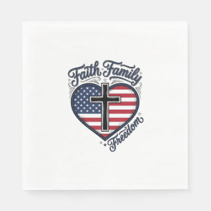 Glaube Familie Freiheit Patriotisches Kreuz Herz S Serviette
