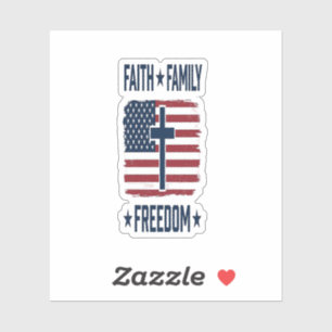 Glaube Familie Freiheit Patriotisches Kreuz USA-Fl Aufkleber