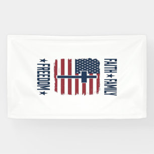 Glaube Familie Freiheit Patriotisches Kreuz USA-Fl Banner