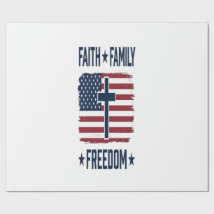 Glaube Familie Freiheit Patriotisches Kreuz USA-Fl Geschenkpapier