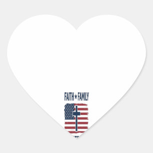 Glaube Familie Freiheit Patriotisches Kreuz USA-Fl Herz-Aufkleber