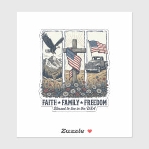 Glaube Familie Freiheit Vintage Patriotischer Adle Aufkleber