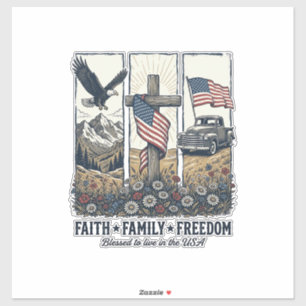 Glaube Familie Freiheit Vintage Patriotischer Adle Aufkleber
