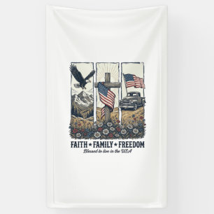 Glaube Familie Freiheit Vintage Patriotischer Adle Banner