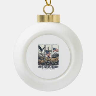 Glaube Familie Freiheit Vintage Patriotischer Adle Keramik Kugel-Ornament