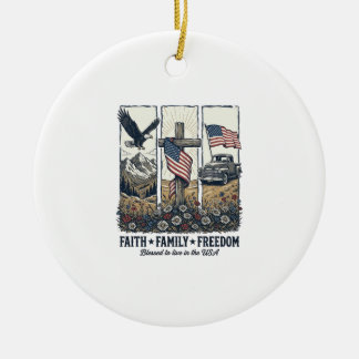 Glaube Familie Freiheit Vintage Patriotischer Adle Keramik Ornament