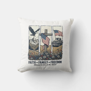 Glaube Familie Freiheit Vintage Patriotischer Adle Kissen