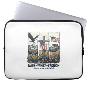 Glaube Familie Freiheit Vintage Patriotischer Adle Laptopschutzhülle