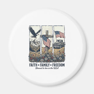 Glaube Familie Freiheit Vintage Patriotischer Adle Magnet