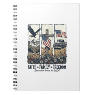 Glaube Familie Freiheit Vintage Patriotischer Adle Notizblock