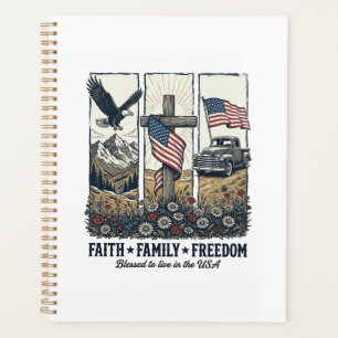 Glaube Familie Freiheit Vintage Patriotischer Adle Planer