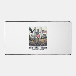 Glaube Familie Freiheit Vintage Patriotischer Adle Schreibtischunterlage