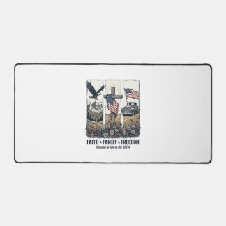Glaube Familie Freiheit Vintage Patriotischer Adle Schreibtischunterlage