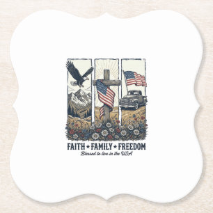 Glaube Familie Freiheit Vintage Patriotischer Adle Untersetzer