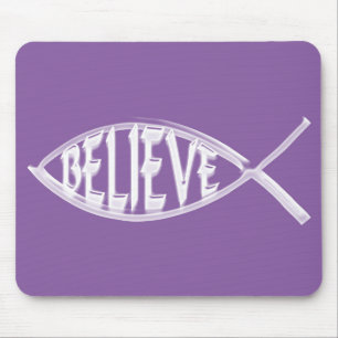 Glaube Fisch Lavendel Mousepad
