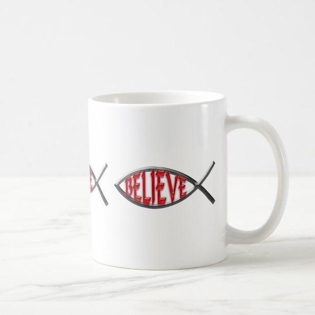Glaube Fisch - rot Tasse (Rechts)
